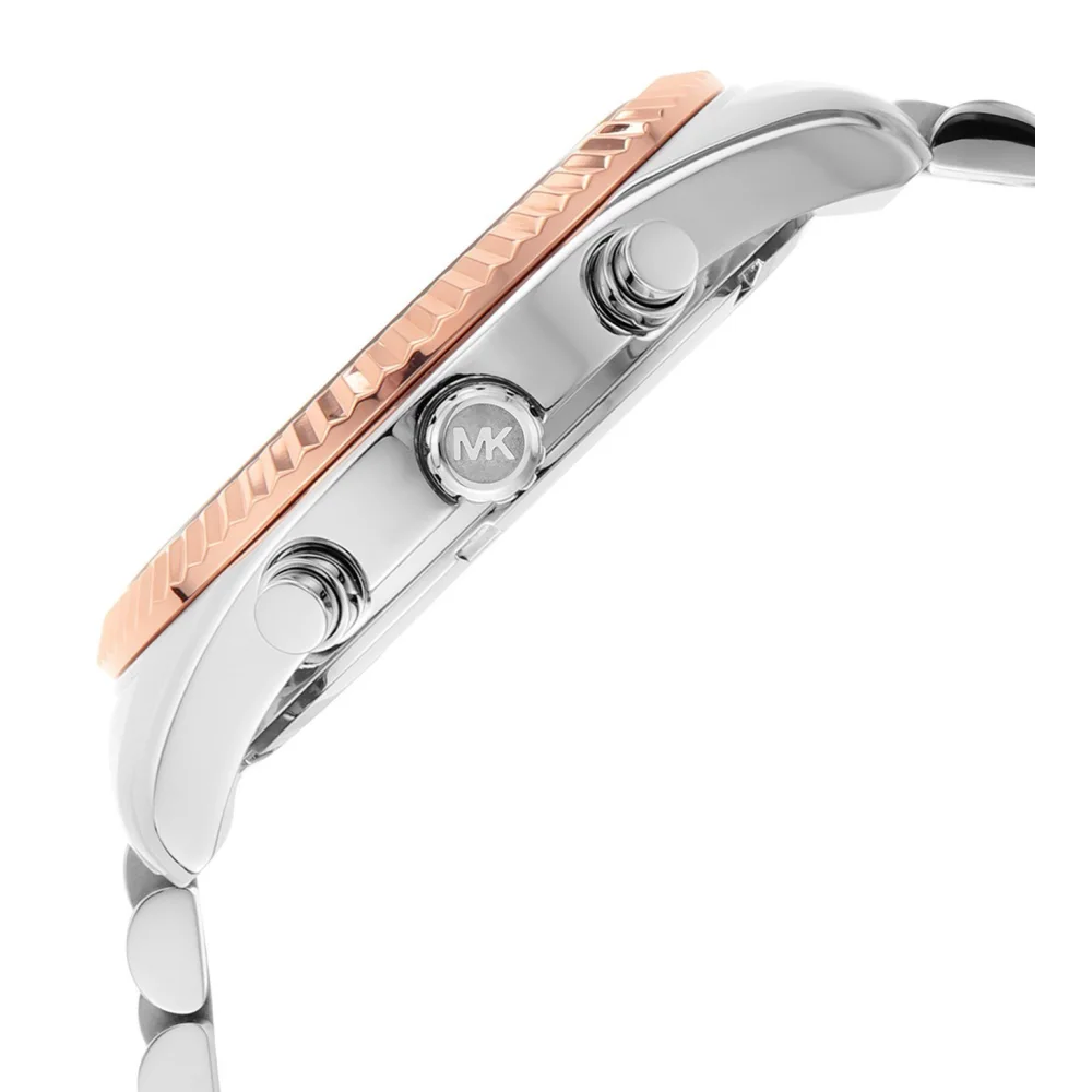 Michael Kors Lexington Mens Chronograph Watch, Silver Tone Stainless Steel Bracelet, Brown Dial, 44 mm Round Case, Quartz Movement, 10 ATM Water Resistant - MK8732 - Image 3