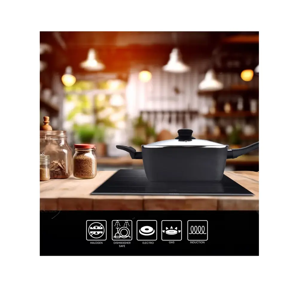 Millerhaus Forged Aluminium Square Pan with Lid, Induction Compatible, Black - MH-6024 - Image 6