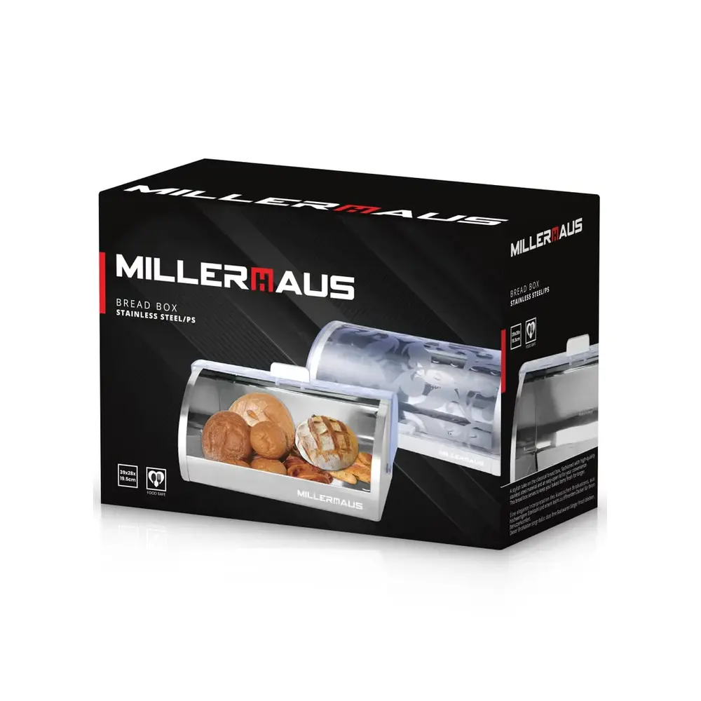 Millerhaus Stainless Steel Bread Box, Matte Silver, 19.5 cm - MH-4910 - Image 4