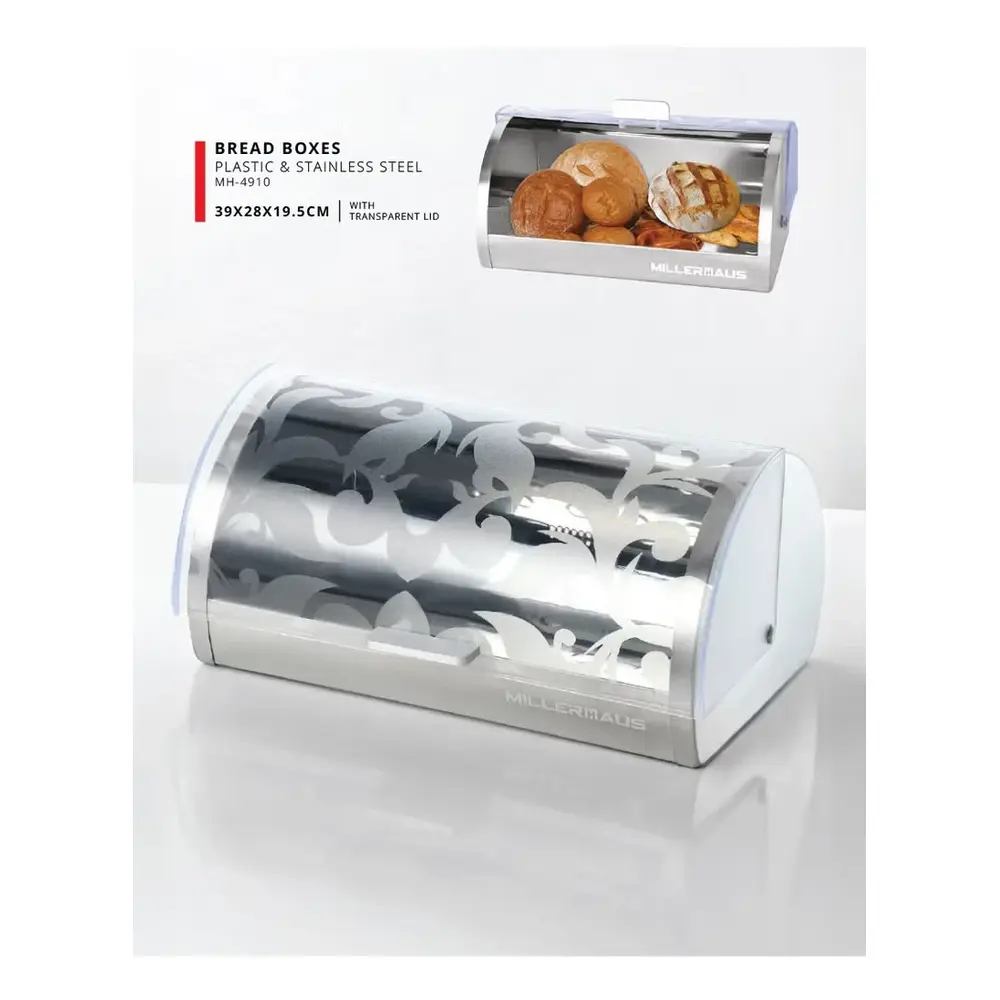 Millerhaus Stainless Steel Bread Box, Matte Silver, 19.5 cm - MH-4910 - Image 5