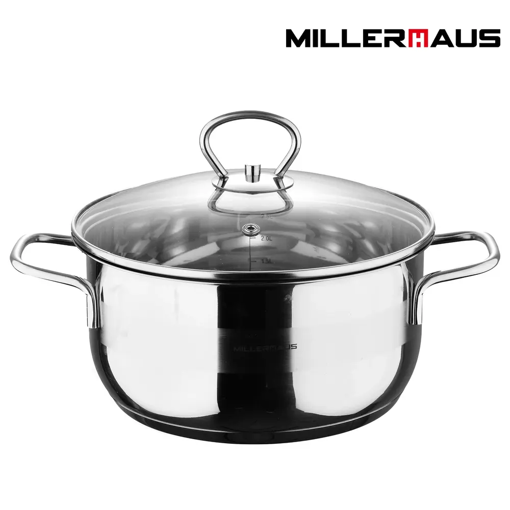 Millerhaus Triply Stainless Steel Casserole with Lid, Induction Ready, 32 cm - MH-1014