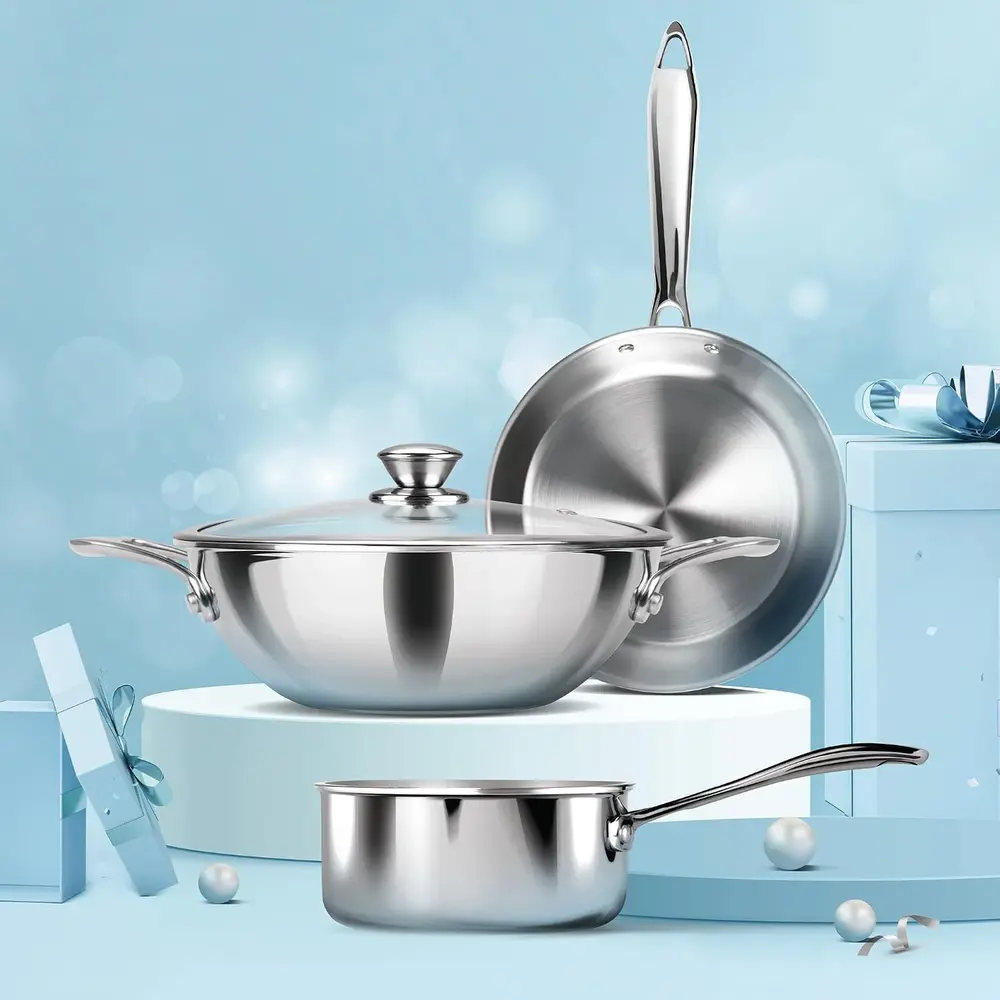 Milton Pro Cook Procook Triply Induction Base Cookware Set Of 3 , Sauce Pan , Fry Pan 24 CM, Kadhai 24 CM With Glass LID 24 Stainless Steel 14cm Silver - 3015840 - Image 7