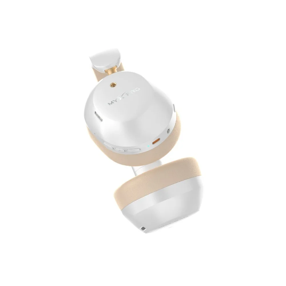 MYX PRO EchoMax Wireless Noise-Canceling Headphones, 30dB ANC, Bluetooth 5.4, Up to 37H Playtime, Built-In Microphone with ENC, Foldable & Rotatable Design, Aux-In & MP3 Support, White - MP-V11W - Image 2