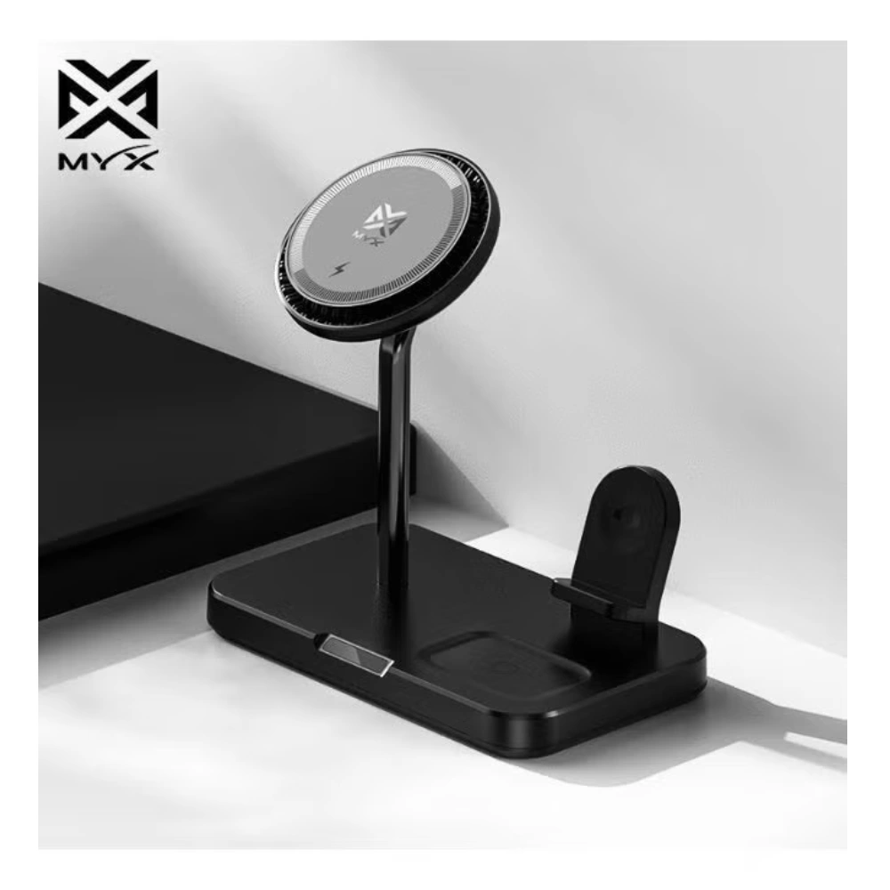 MYX PRO TriFlux 3-in-1 Magnetic Wireless Fast Charger, 15W, iOS & Android Compatibility, Smart Charging, Black - MYX MY12 - Image 5