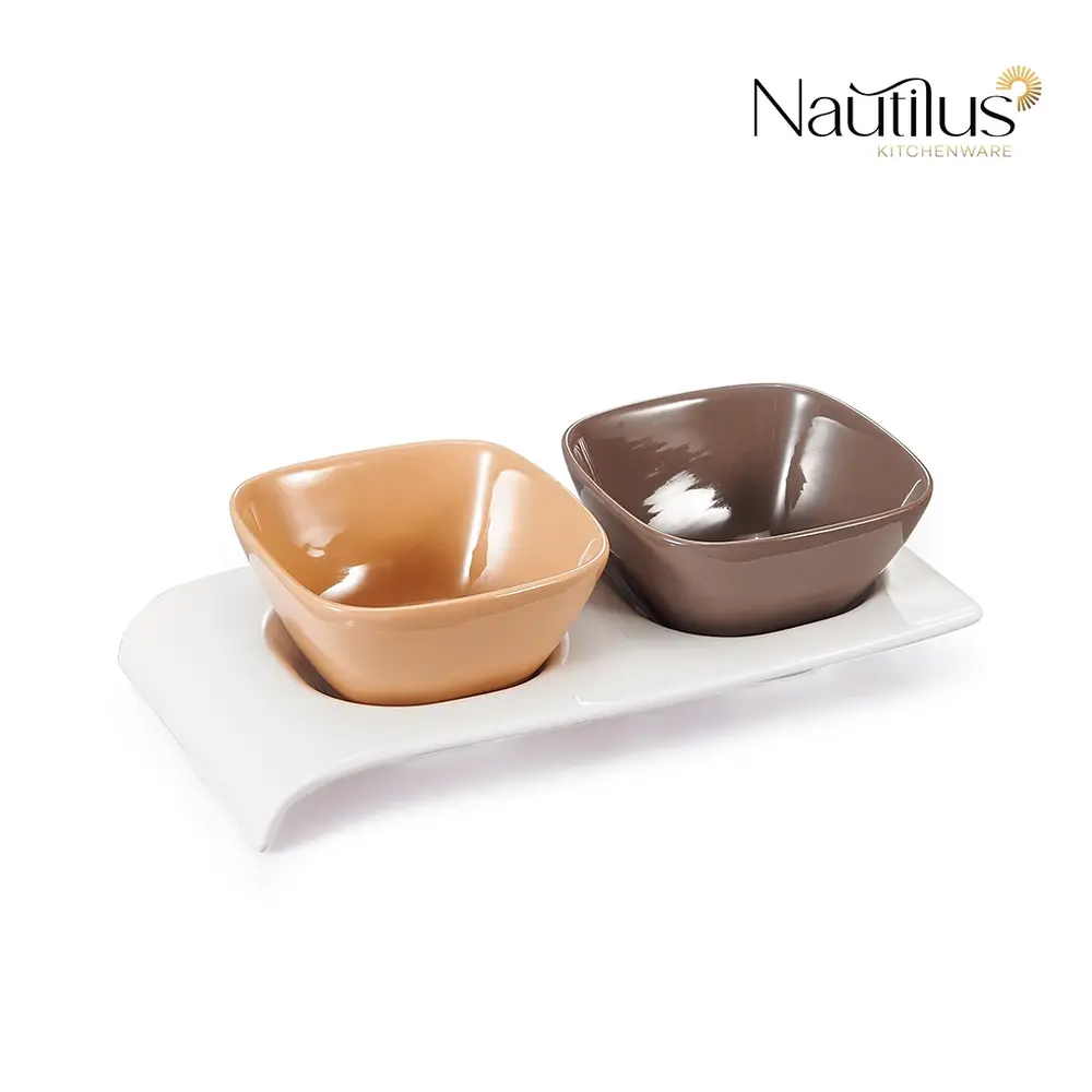 Nautilus Ceramic 3-Piece Serving Bowl Set, White - RNGT-10603