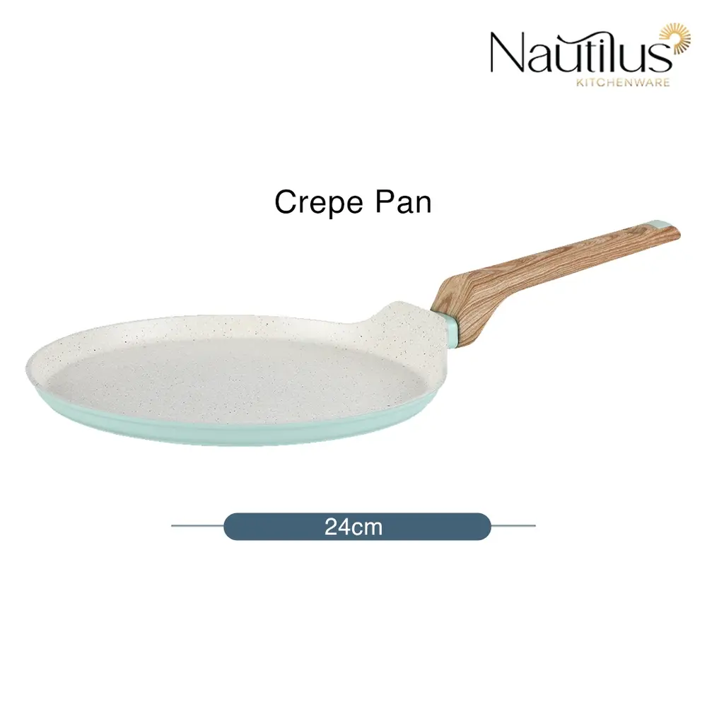 Nautilus Forged Aluminium Crepe Pan, Light Teal, Low Rim, 24 cm - RNGT-10569 - Image 2