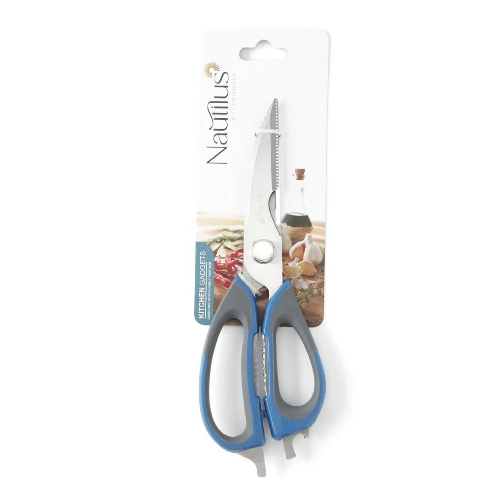 Nautilus Silicone Handle Kitchen Scissors, Blue, 9 Inch - RNGT-9034 - Image 2