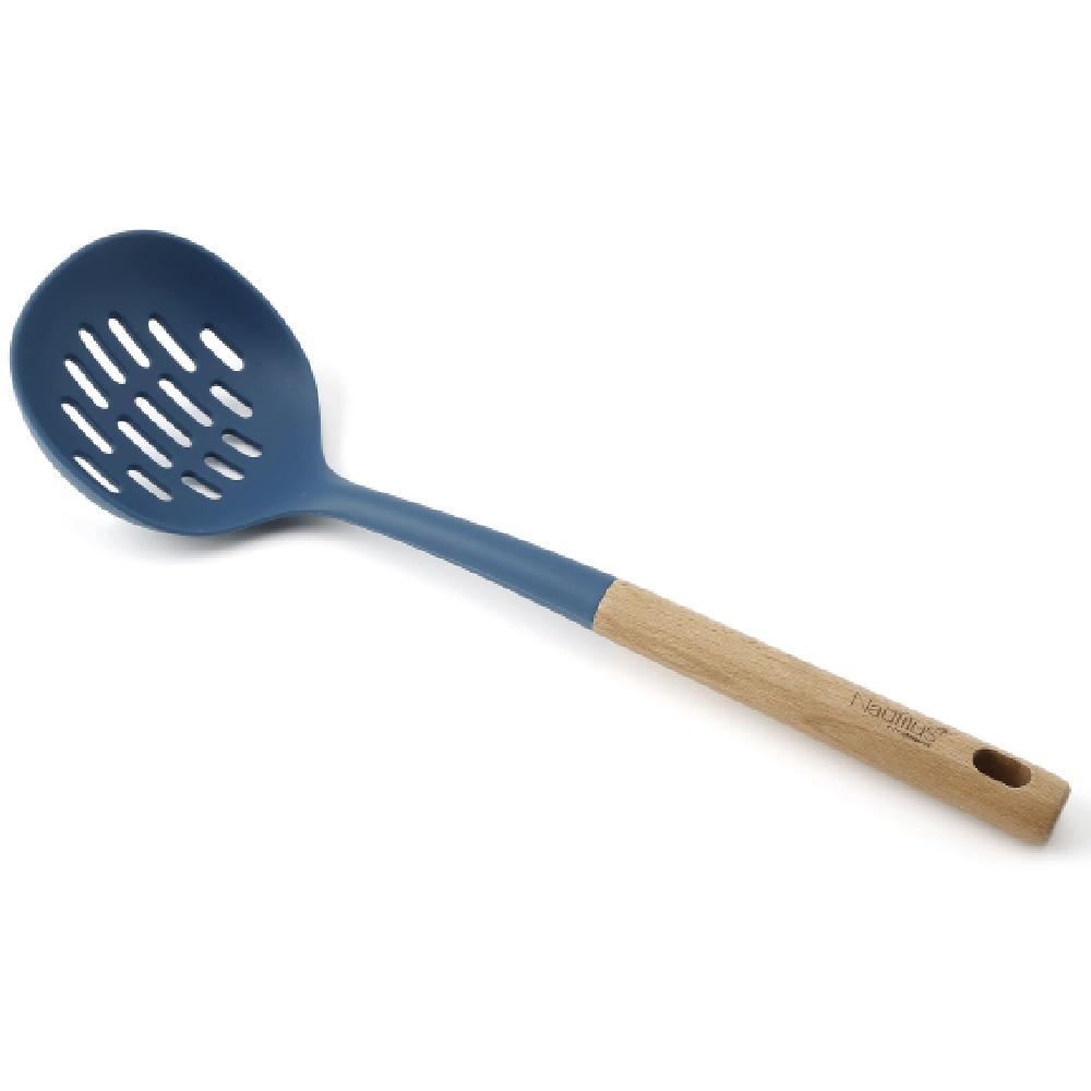 Nautilus Silicone Skimmer Blue - Flexible Kitchen Skimming Spoon for Straining, Durable and Lightweight - RNGT-9026