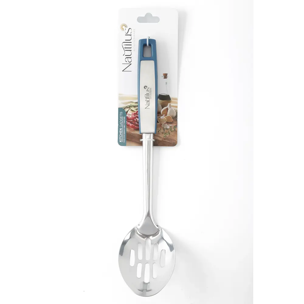 Nautilus Silicone Slotted Spoon, Blue - RNGT-9043 - Image 2