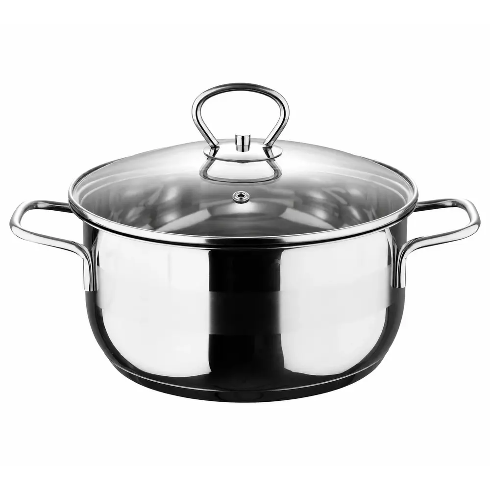 Nautilus Stainless Steel Casserole with Glass Lid, Silver, 24 x 12 cm - RNGT-10689