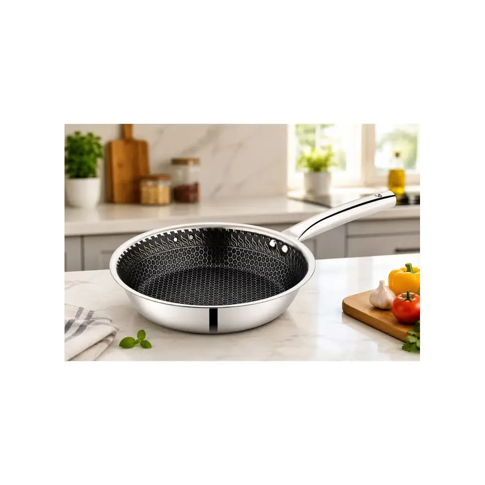 Nautilus Triply Stainless Steel Honeycomb Fry Pan, Silver, 20 cm - RNGT-10701 - Image 2