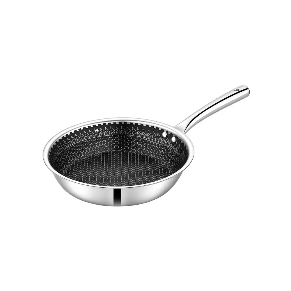 Nautilus Triply Stainless Steel Honeycomb Fry Pan, Silver, 24 cm - RNGT-10703