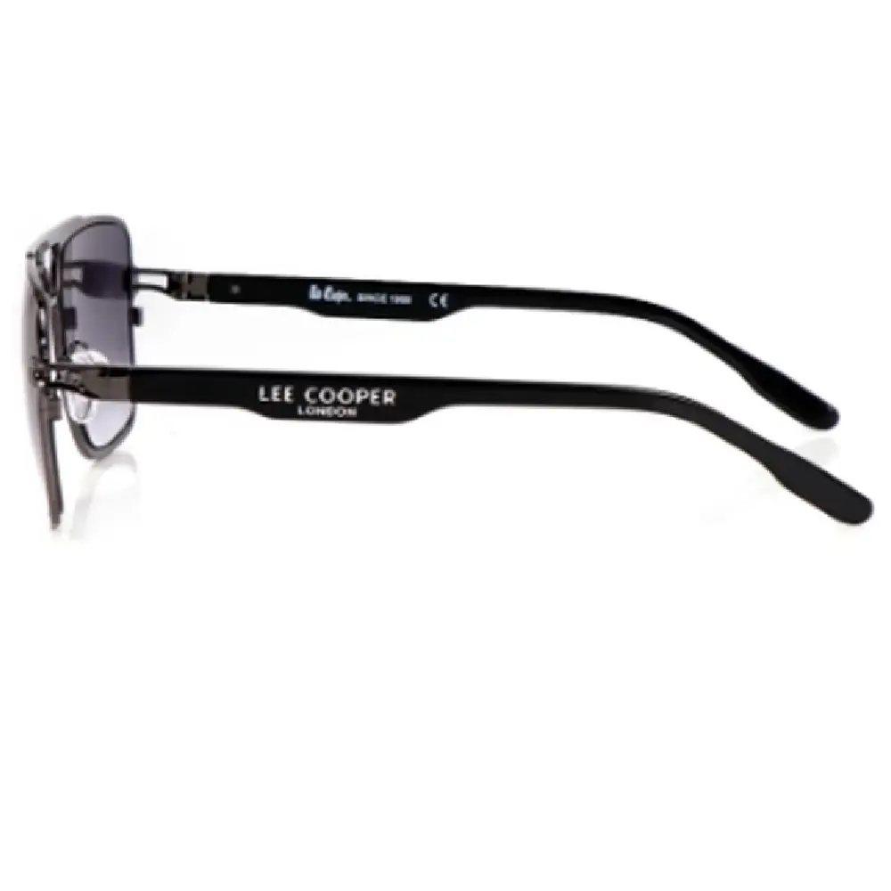Lee Cooper Men's Polarized Aviator Sunglasses, Gradient Grey Glass Lenses, Black Metal Full Rim Frame- LCM10246C4 - Image 2