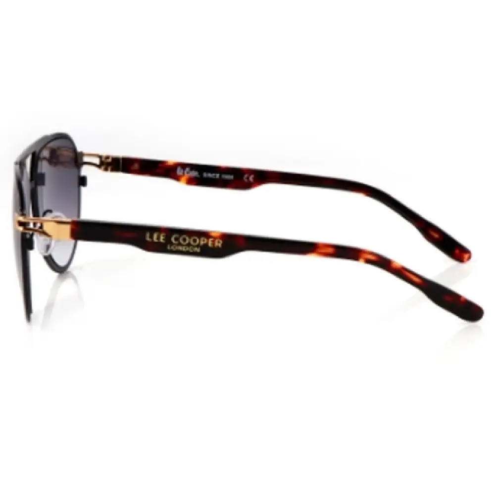 Lee Cooper Unisex Polarized Aviator Sunglasses, Gradient Grey Glass Lenses, Black Metal Full Rim Frame- LCU10247C2 - Image 3