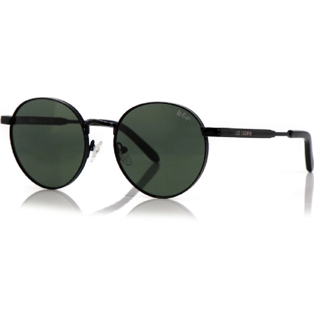 Lee Cooper Women's Polarized Round Sunglasses, Dark Green Glass Lenses, Black Metal Full-Rim Frame, 54-20-145 mm - LCW10244C1
