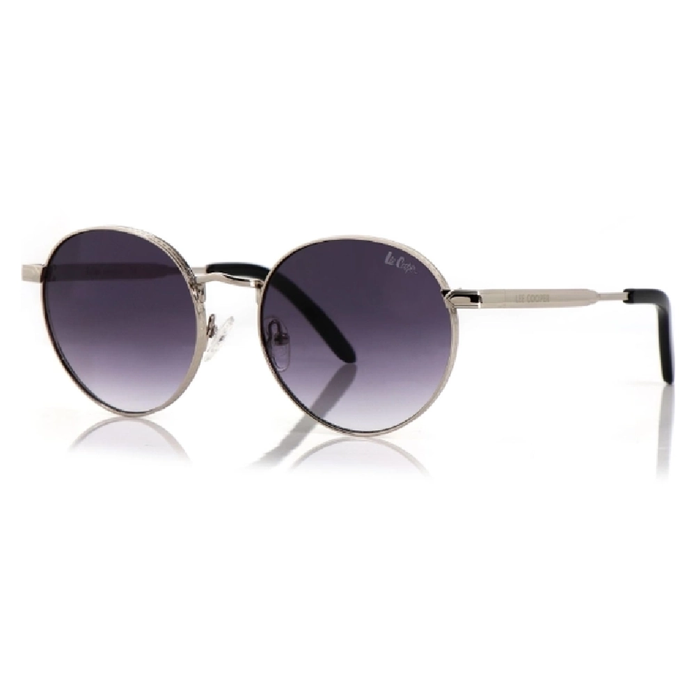 Lee Cooper Women's Polarized Round Sunglasses, Gradient Grey Glass Lenses, Silver Metal Full-Rim Frame, 54-20-145 mm - LCW10244C2