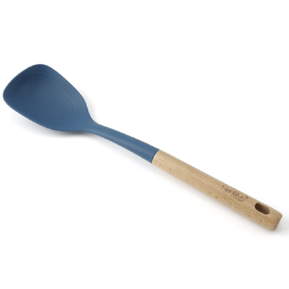 Nautilus Silicone Cooking Spoon Blue - Solid Spoon for Stirring and Serving, Durable and Lightweight - RNGT-9030