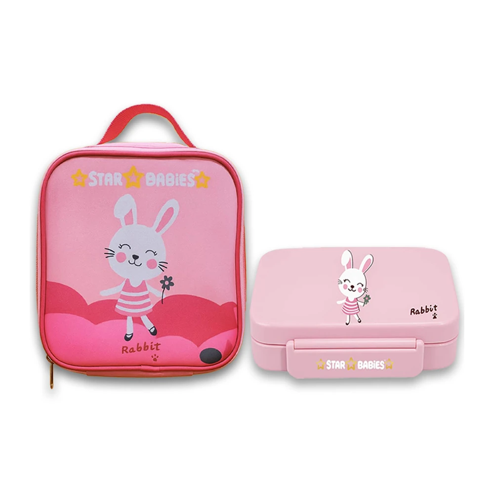 Star Babies 5C, Pink Rabbit Bento Lunchbox, Insulated Lunch Bag - VD-0762221493886