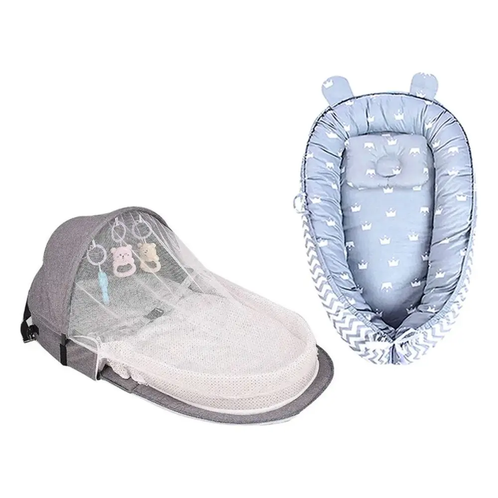 Star Babies Baby Sleeping Pod & Bed With Baby Mosquito 2-Pc Set, Grey, Safe & Cozy Sleeping Pod - VD-0717623994714