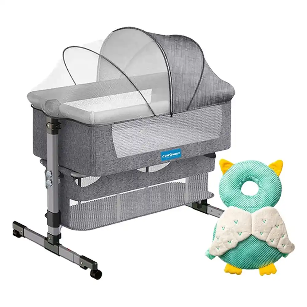 Star Babies Bedside Crib & Head Support Green, Bedside Design, Comfortable Mattress, Safety - VD-0795276694625