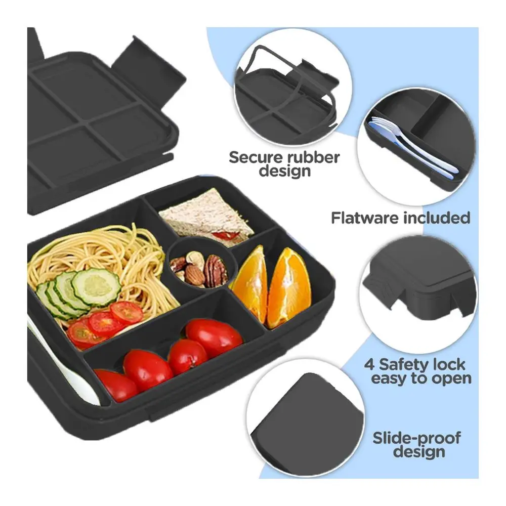Star Babies Bento Lunch Box With 4 Compartments & Stainless Steel Water Bottle, Football, 500 ml with Free Sandwich Cutter, Fruits Picks - VD-0762221493442 - Image 6