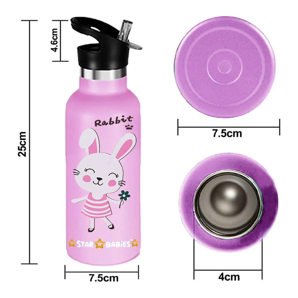 Star Babies Bento Lunch Box With 4 Compartments & Stainless Steel Water Bottle, Rabbit, 500 ml with Free Sandwich Cutter, Fruits Picks - VD-0762221493770 - Image 3