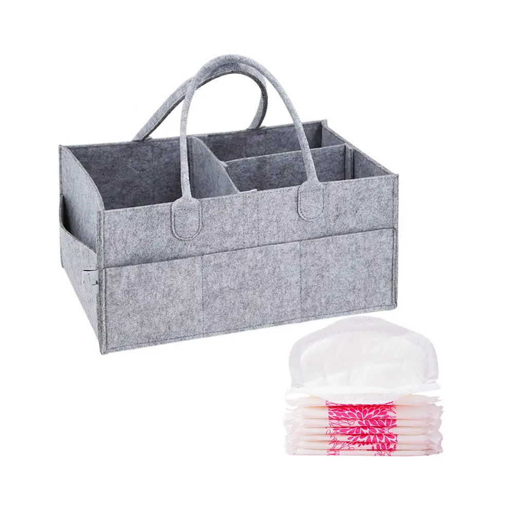 Star Babies Caddy Diaper Bag Organizer & Disposable Breast Pad 8pcs, Grey - VD-0652805087047