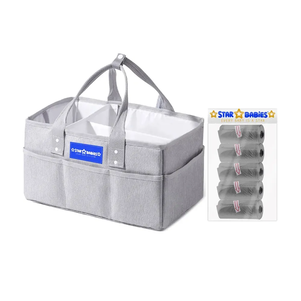 Star Babies Caddy Diaper Bag Organizer With Scented Bag, 5pcs, Grey - VD-0652805088419