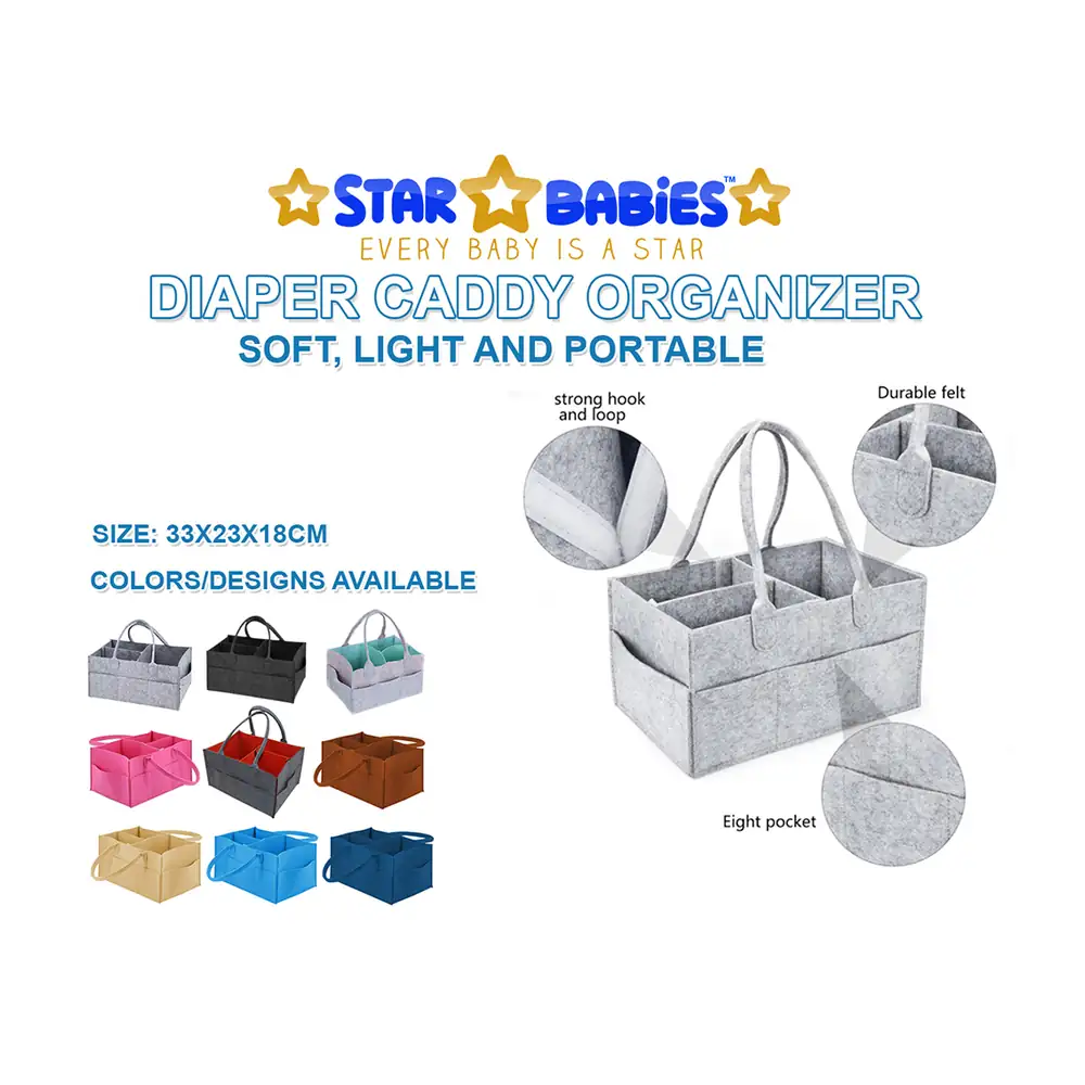 Star Babies Caddy Diaper Bag with Disposable Bibs, 10pcs, Grey Black - VD-0793269332530 - Image 3