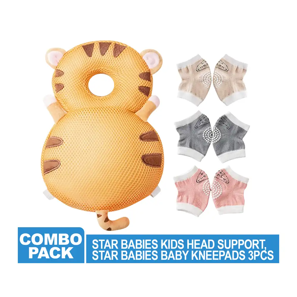 Star Babies Combo (Baby Head Support, Knee Pad 3Pair), Assorted - VD-0670724643601 - Image 2