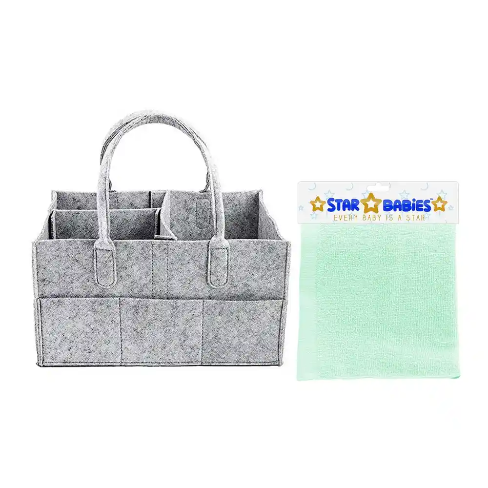 Star Babies Diaper Caddy, Face Towel Assorted, Large Storage Capacity, Multiple Compartments - VD-0670724643618