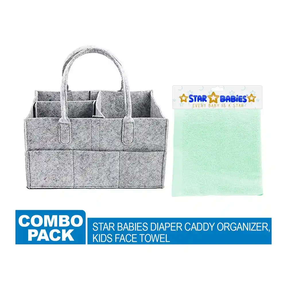 Star Babies Diaper Caddy, Face Towel Assorted, Large Storage Capacity, Multiple Compartments - VD-0670724643618 - Image 2