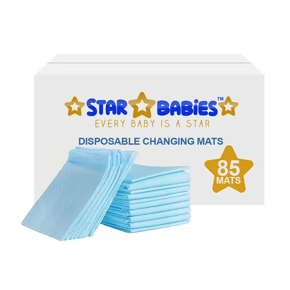 Star Babies Disposable Changing Mat, L, 45 X 60 cm, 85pcs, Blue - VD-0791126735814