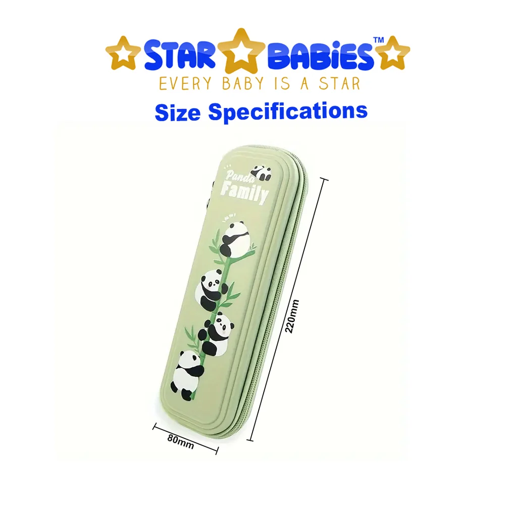 Star Babies Hello Panda Pencil Case, Green, Durable & Protective, Multi-Compartment Design - VD-0642135161449 - Image 3