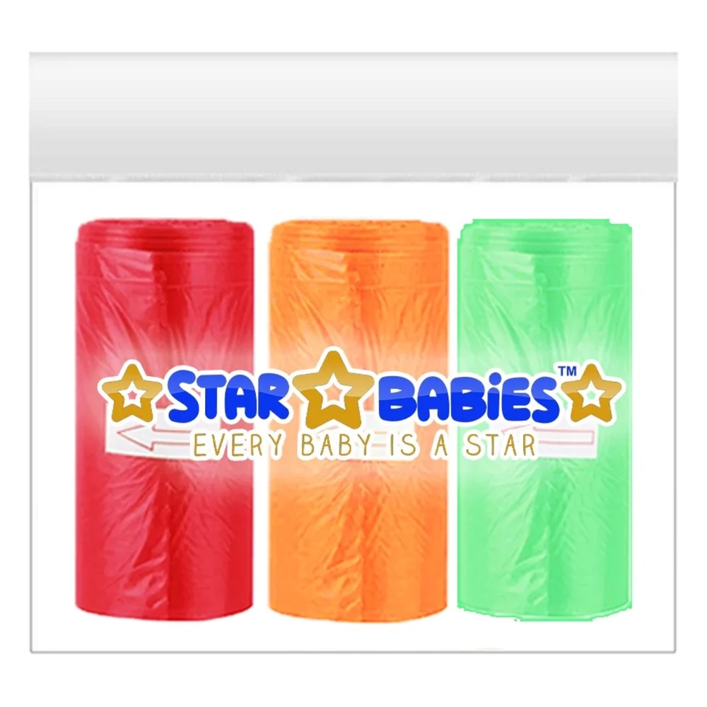 Star Babies Scented Bags, Pack Of 3, 45 Pcs, Color May Vary, Odour Elimination, Leak-Proof Design - VD-0717623997029