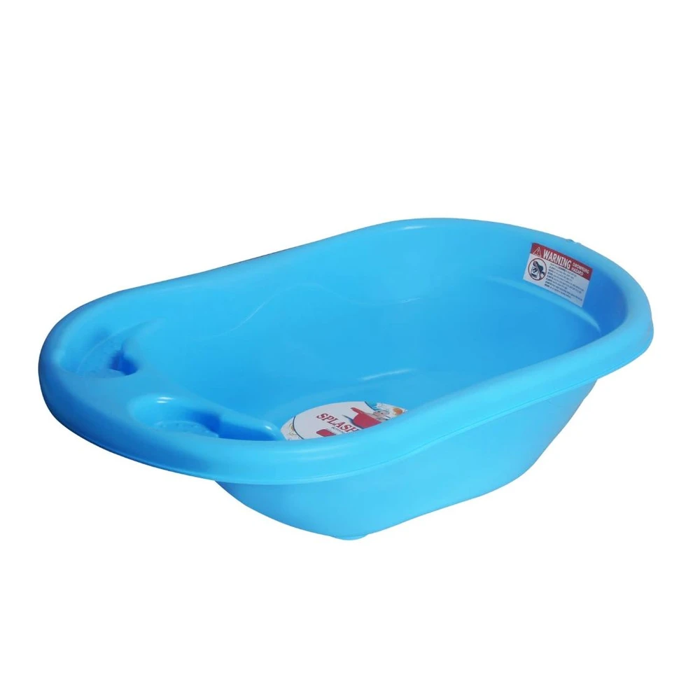 SunBaby, Bathtub, Blue, 76 x 40 x 18 cm, Anti-Slip Design, Soap Case Included, Water Flow Drainer, Safe & Comfortable - VD-8904129013366
