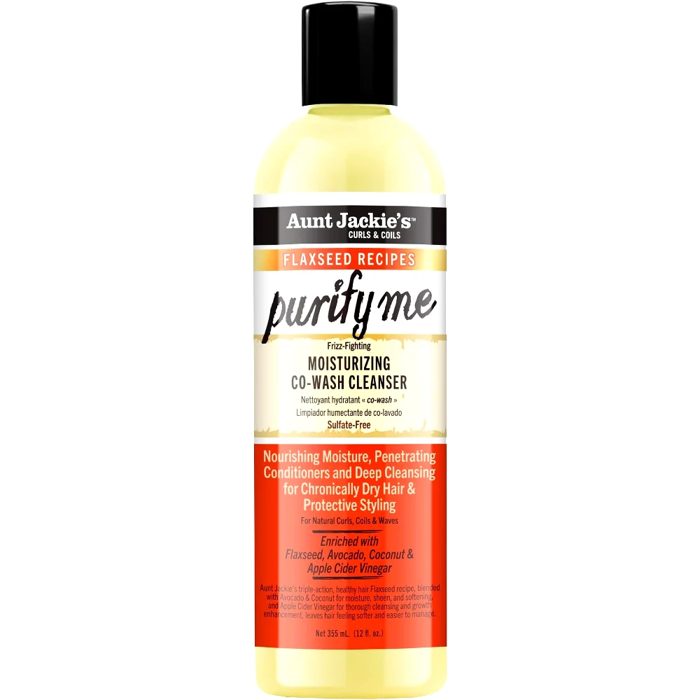 Aunt Jackies Flaxseed Recipes Purify Me Moisturizing Co-Wash Cleanser, Sulfate-Free Conditioning Wash for Dry Hair, 12oz (355ml) - ANT-676124L1