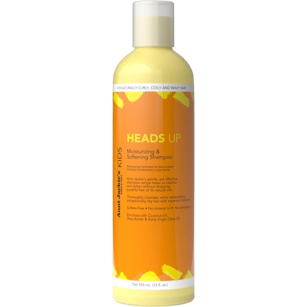 Aunt Jackies Kids Heads Up Moisturizing & Softening Shampoo for Curly, Coily & Wavy Hair, Coconut Oil & Shea Butter, 12oz - ANT-665128L1