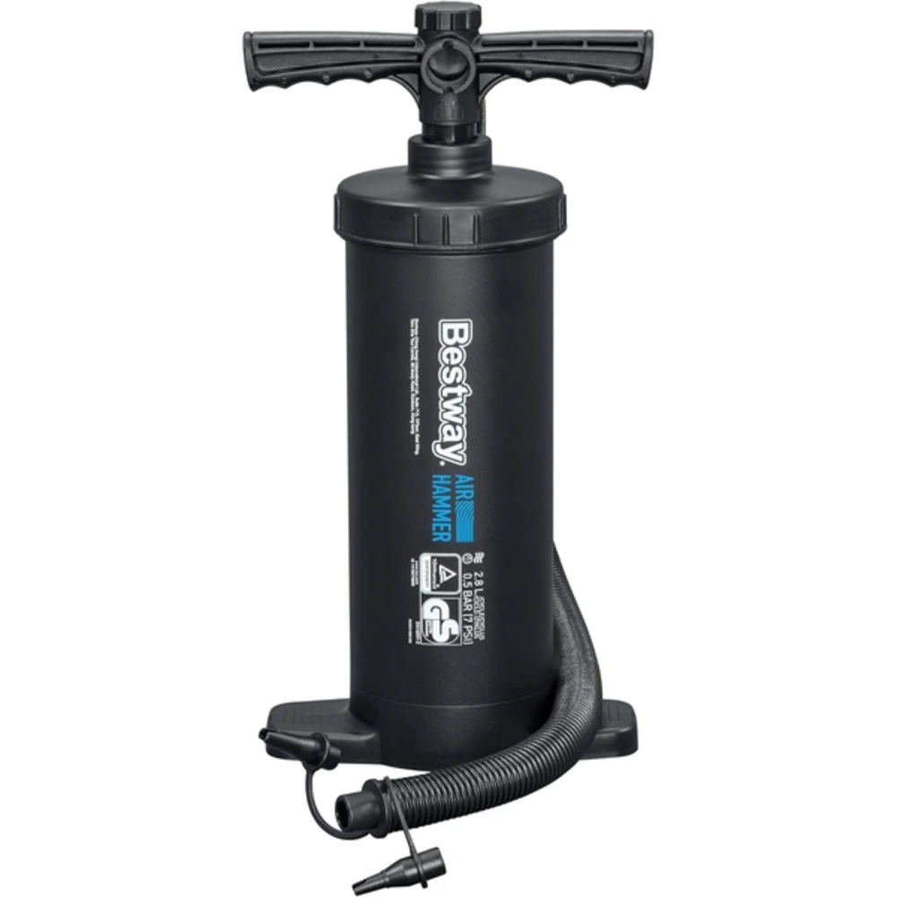 Bestway Air Hammer 2800 Manual Air Pump, Dual-Action Hand Pump for Air Mattresses, Pool Floats, Inflatables & Toys, Black - 62086
