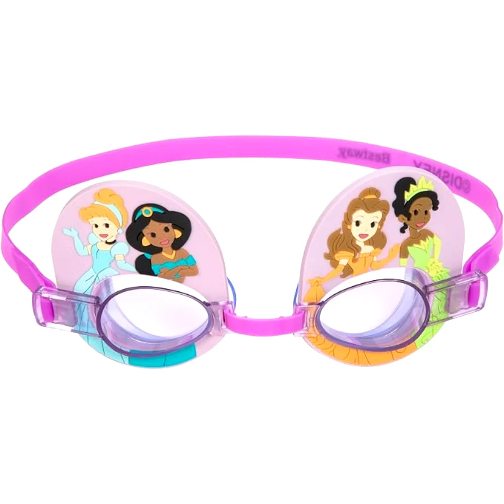 Bestway Disney Princess Deluxe Swim Goggles, Child 3+, Kids Swimming Goggles, Impact-Resistant Anti-UV Lenses, Silicone Strap, Multicolour - 9102U