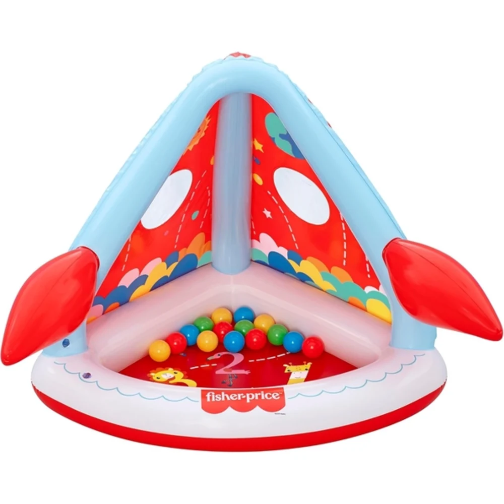 Bestway Fisher-Price Rocket Pals Ball Pit 1.14m x 89cm x 91cm, Inflatable Toddler Ball Pit, Kids Indoor & Outdoor Play Pen, Multicolour - 93576