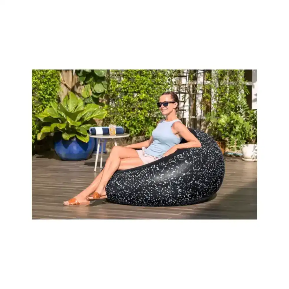 Bestway Inflate-A-Chair Air Chair 1.12m x 1.12m x 66cm, Inflatable Lounge Chair, Blow-Up Seat for Living Room & Gaming, Black - 75153 - Image 2