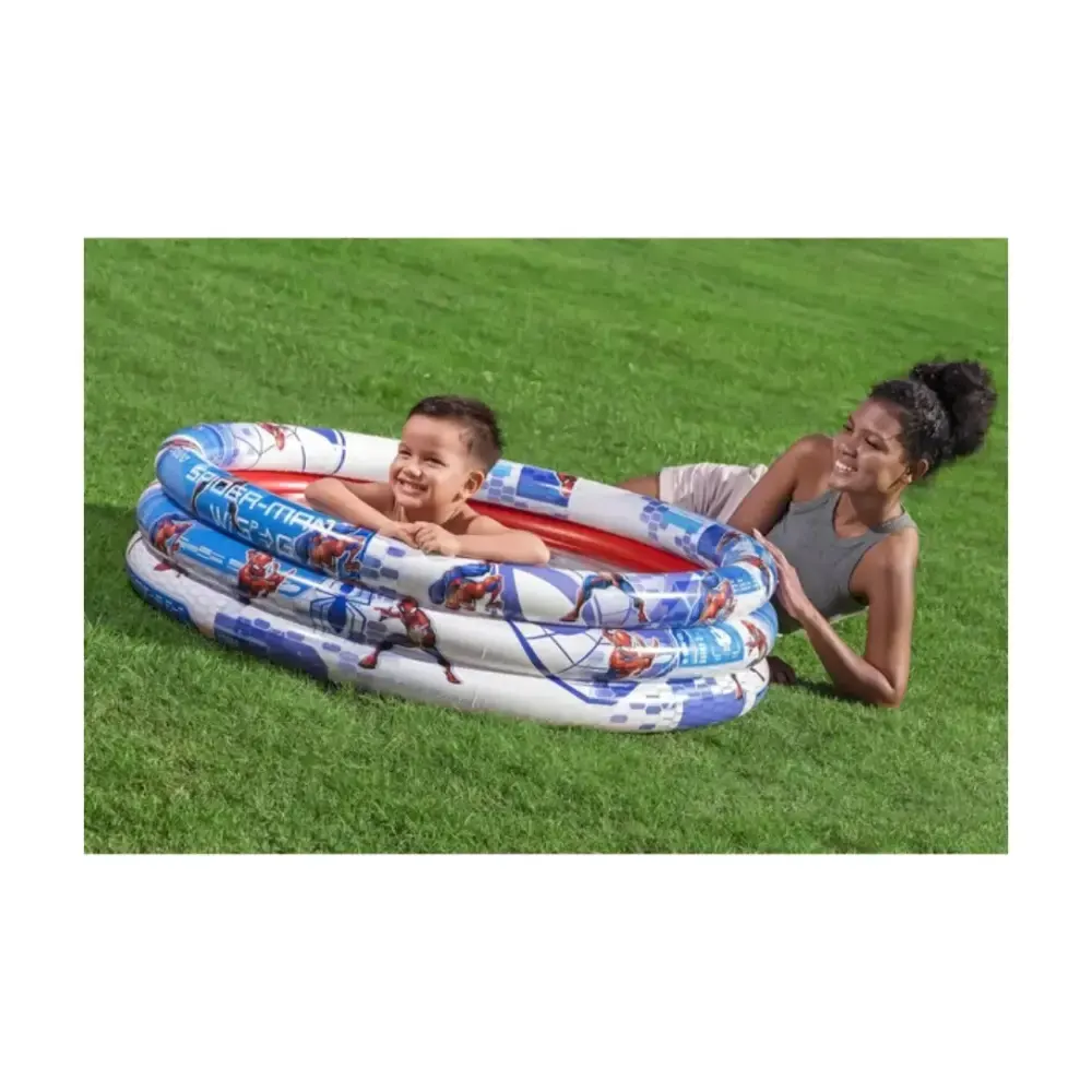 Bestway Spider-Man Play Pool 1.22m x H30cm, Inflatable 3-Ring Kids Paddling Pool, Character Garden Pool for Summer Water Play, Multicolour - 98018 - Image 2