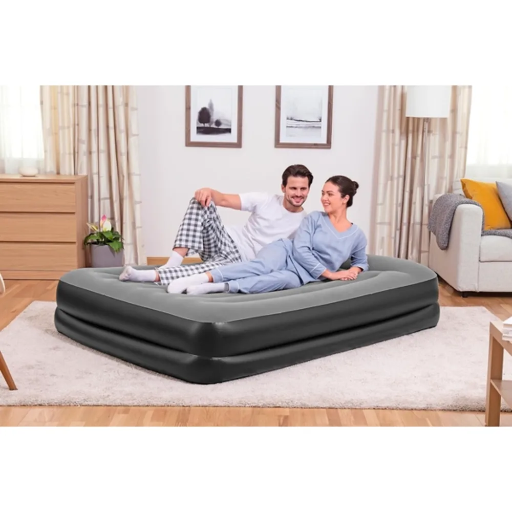 Bestway TriTech Air Mattress Queen 2.03m x 1.52m x 46cm, Built-In AC Electric Pump, Raised Inflatable Guest Bed, Black - 67403 - Image 2