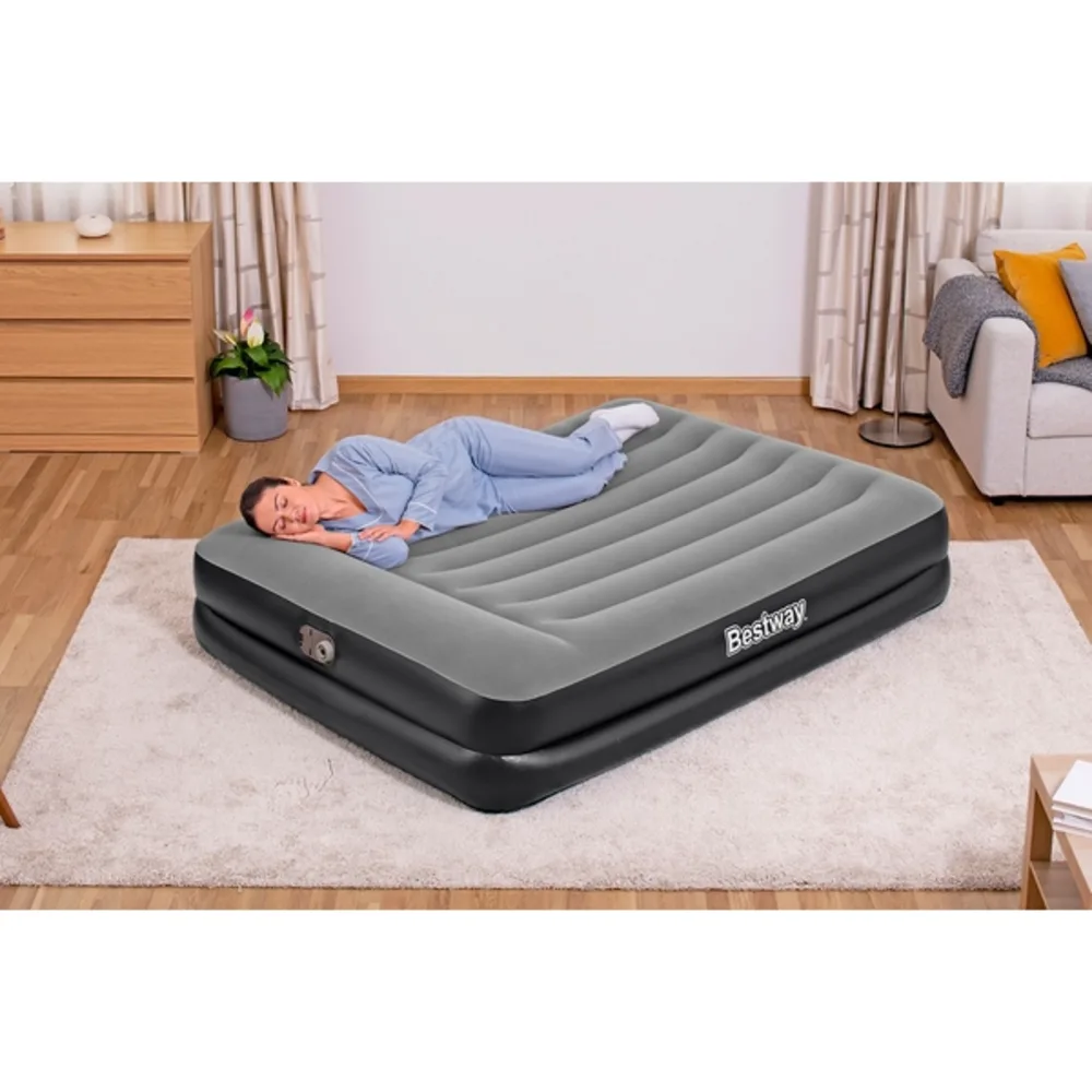 Bestway TriTech Air Mattress Queen 2.03m x 1.52m x 46cm, Built-In AC Electric Pump, Raised Inflatable Guest Bed, Black - 67403 - Image 4