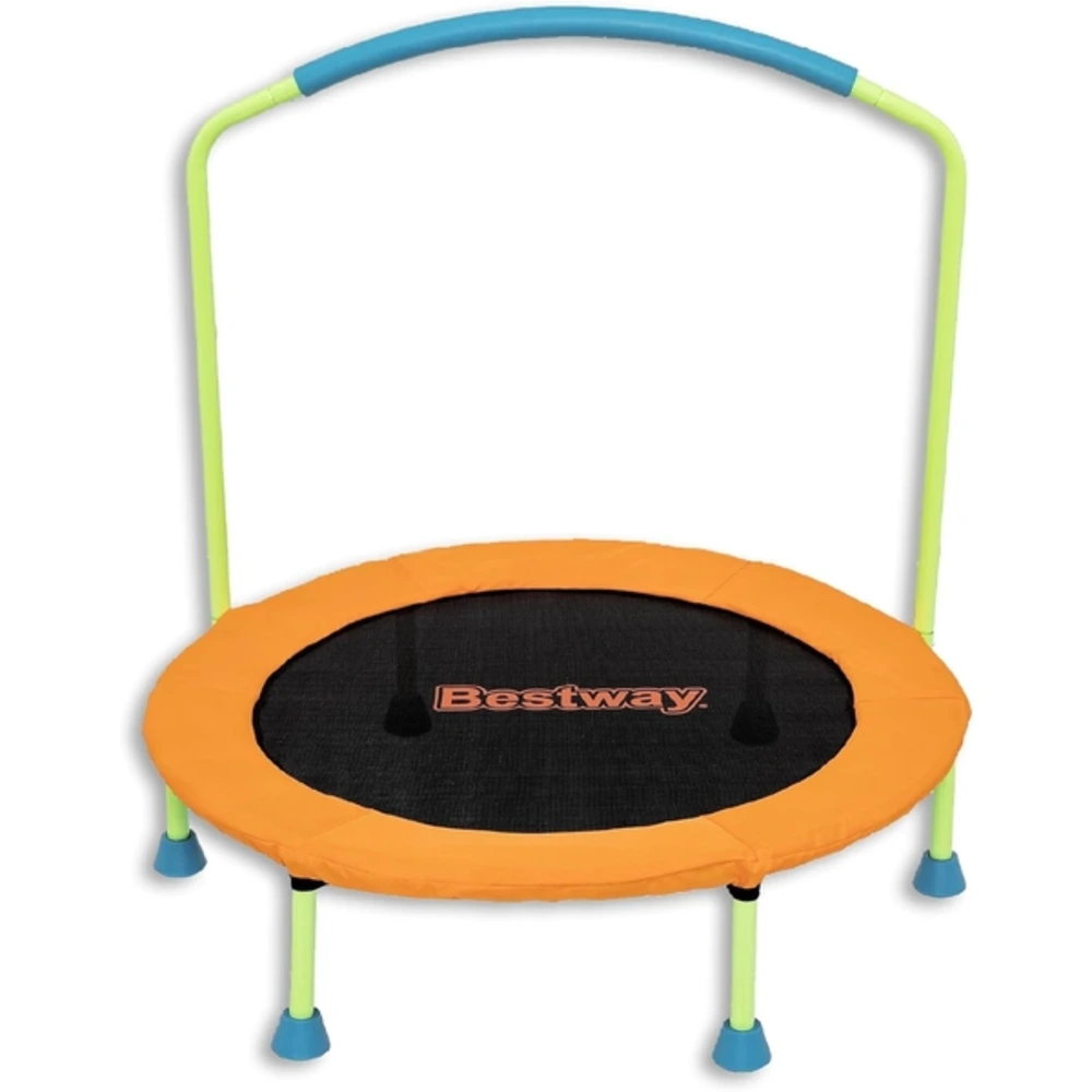 Bestway Wonderjump Trampoline 91cm x 96cm, Youth 3+, Inflatable Kids Trampoline with Removable Handlebar, Indoor Bouncer, Multicolour - 59100