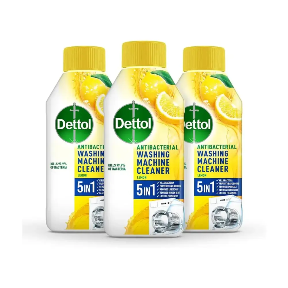 Dettol Washing Machine Cleaner Lemon Fresh, Antibacterial Descaler, Removes Odour & Limescale, All Machines, 250ml, Pack of 3 - DET-567500L3