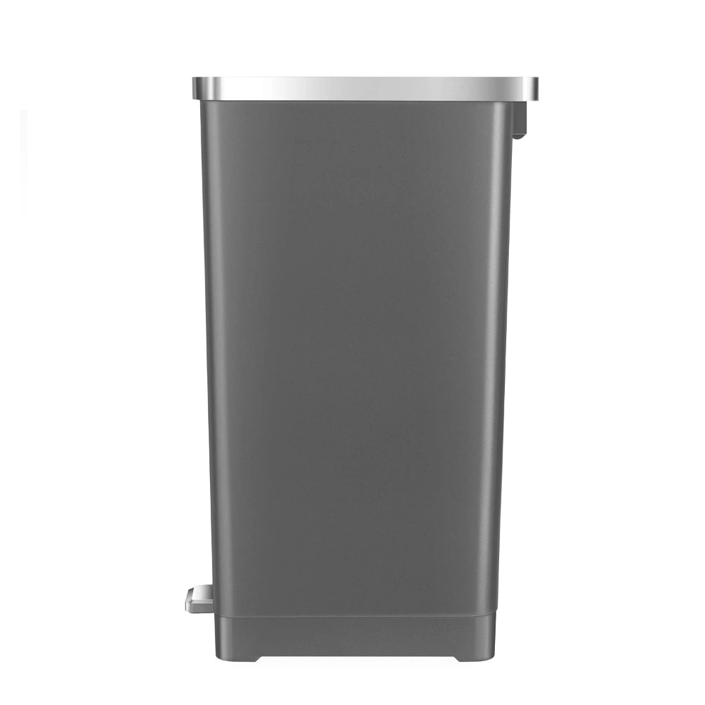 EKO Hana Slim 30L Pedal Bin, Narrow Plastic Waste Bin, Space-Saving Design, Hands-Free Lid, Bathroom, Bedroom & Office Trash Can, Grey - EK6377-30L-GR - Image 2