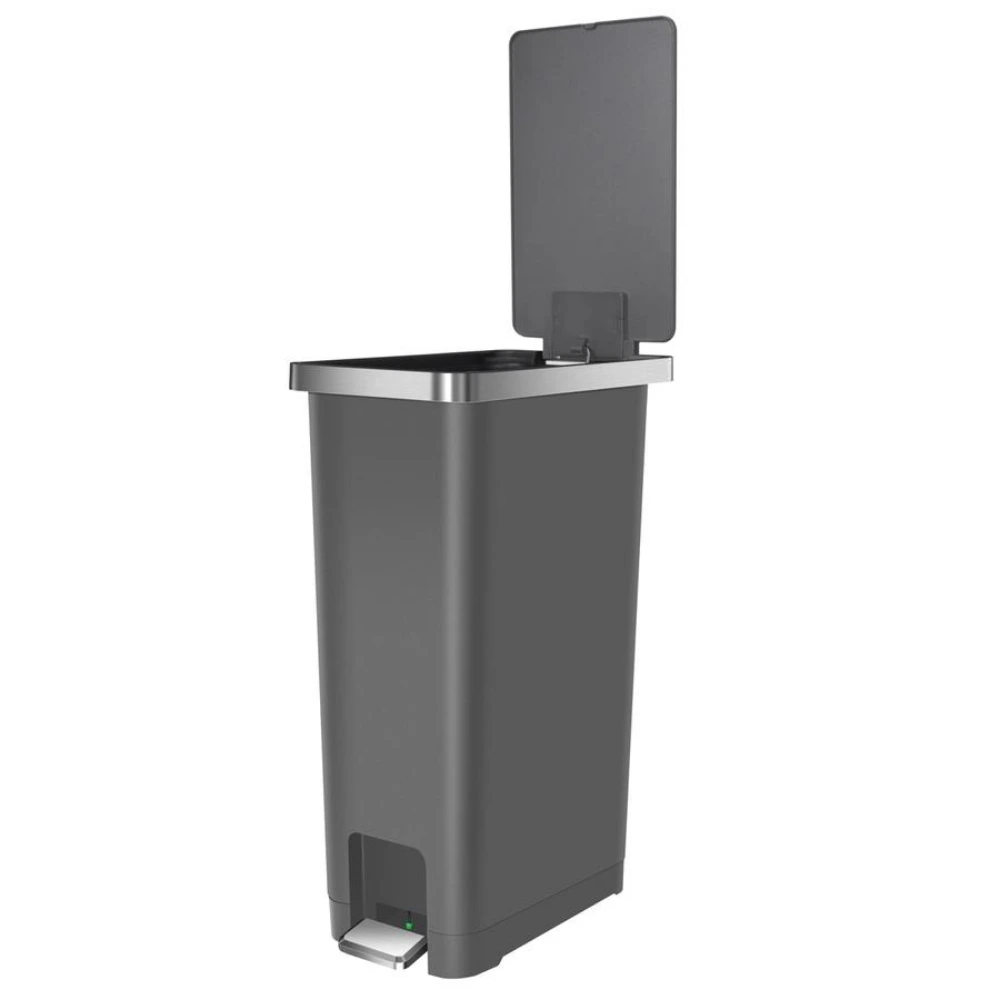 EKO Hana Slim 45L Pedal Bin, Narrow Plastic Waste Bin, Space-Saving Design, Hands-Free Lid, Bathroom, Bedroom & Office Trash Can, Grey - EK6377-45L-GR - Image 5