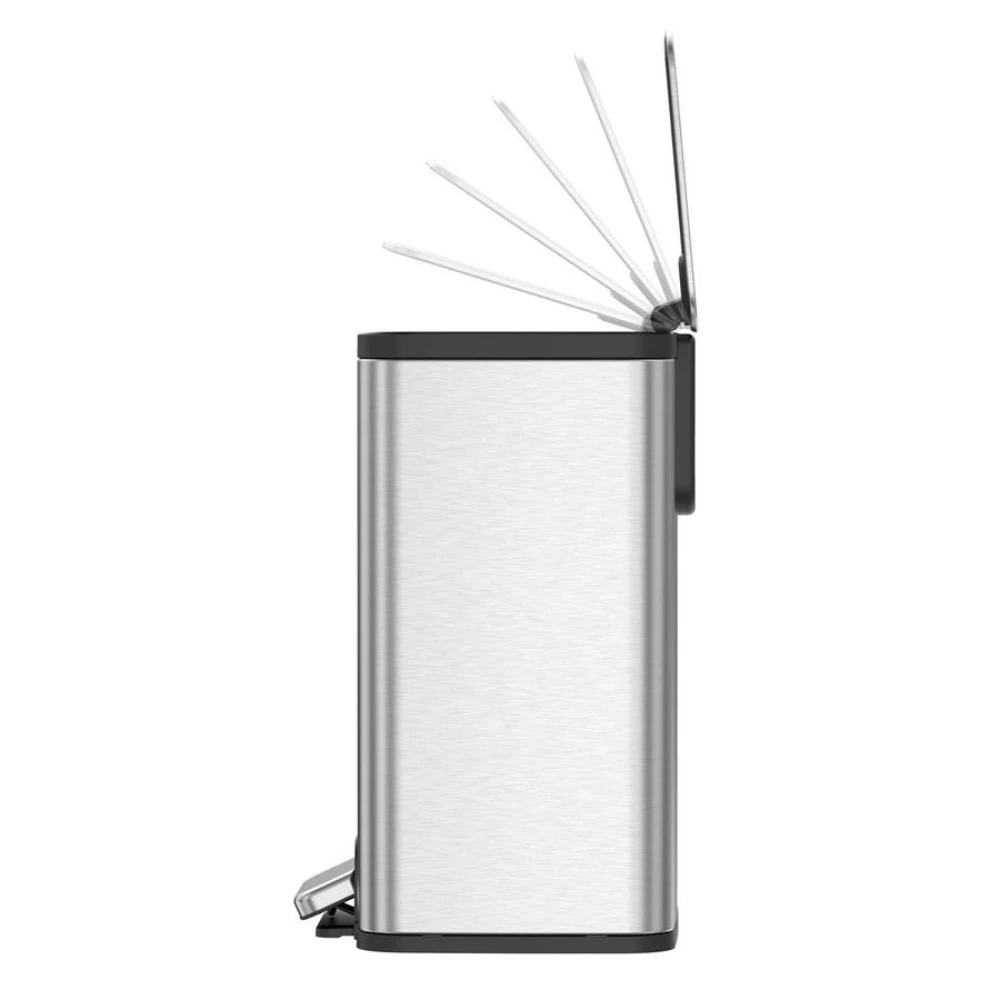 EKO Marina 11L Rectangular Step Bin, Matte Stainless Steel Pedal Bin, Soft-Close Lid, Removable Inner Bucket, Space-Saving Design, Silver - EK9161MMT-11L - Image 5